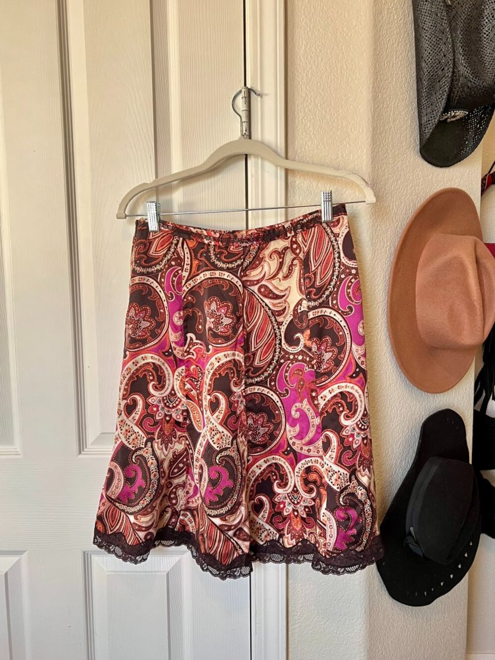 Vintage The Limited Paisley Lace Trim Midi Skirt Size 4